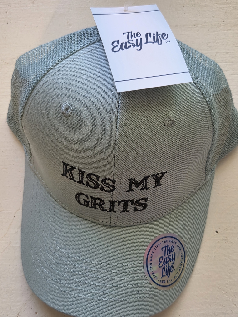Men's 'Kiss My Grits' Trucker Cap - Sage